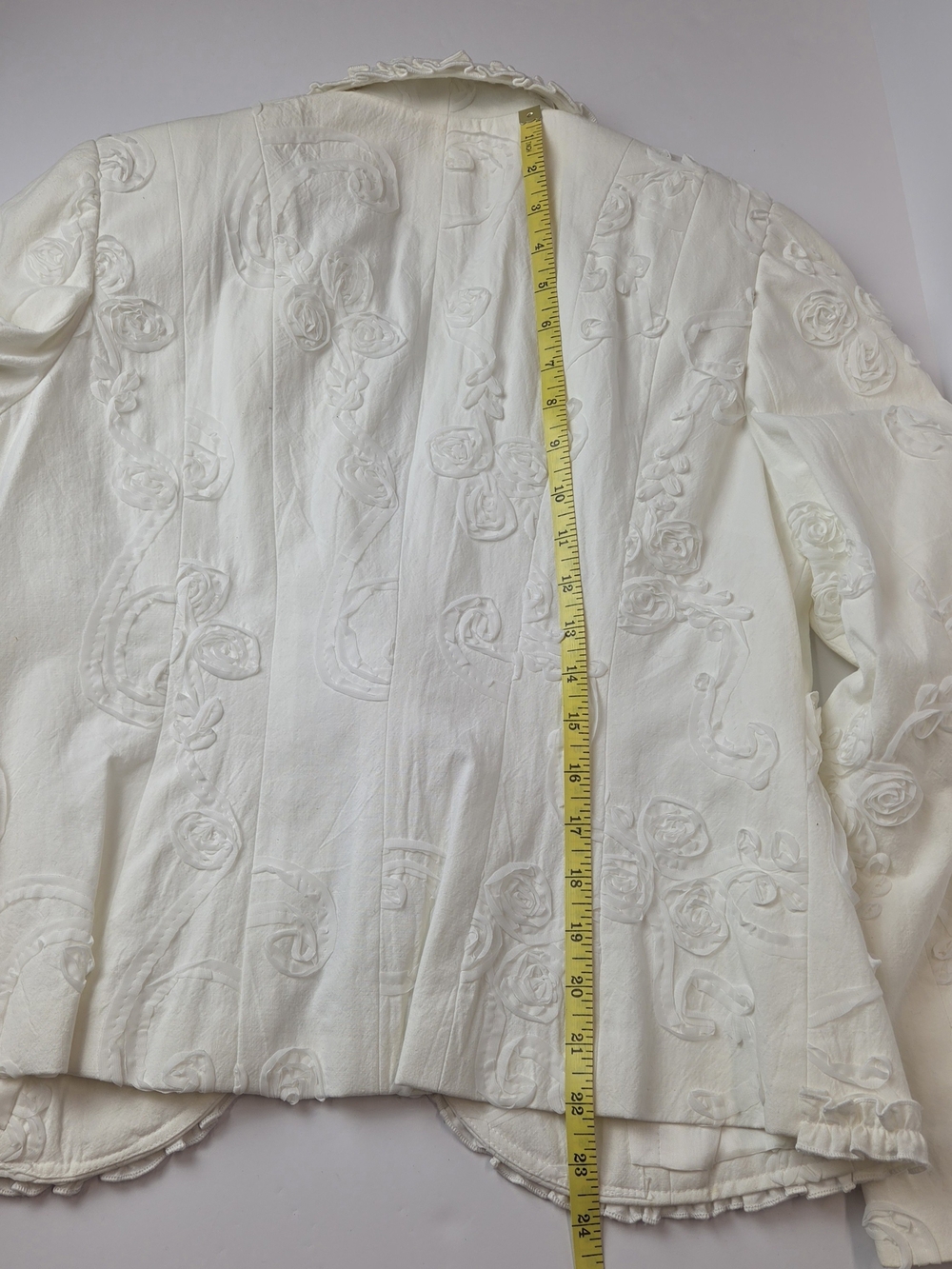 Cream Ruffle-Edge Embroidered Blazer 8P - Picture 13 of 13